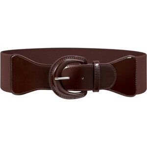 Women Wide Stretch Belt, Chunky Buckle coffee